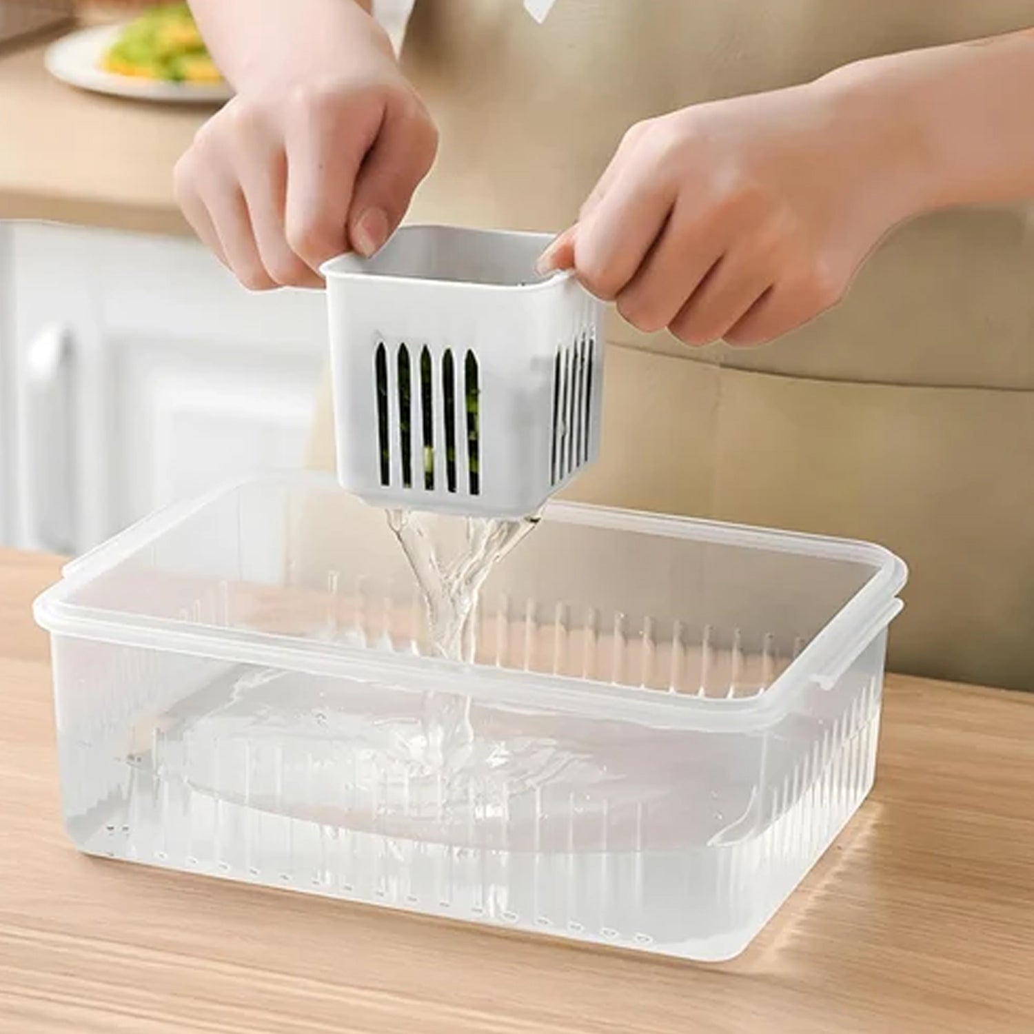 Fridge Storage Boxes Freezer Storage Containers, Container for Kitchen Storage Set, Storage in Kitchen, Vegetable Storage, Draining Crisper Refrigerator Food Box (1 Pc) Fridge Storage Boxes Freezer Storage Containers, Container for Kitchen Storage Set, Storage in Kitchen, Vegetable Storage, Draining Crisper Refrigerator Food Box (1 Pc)